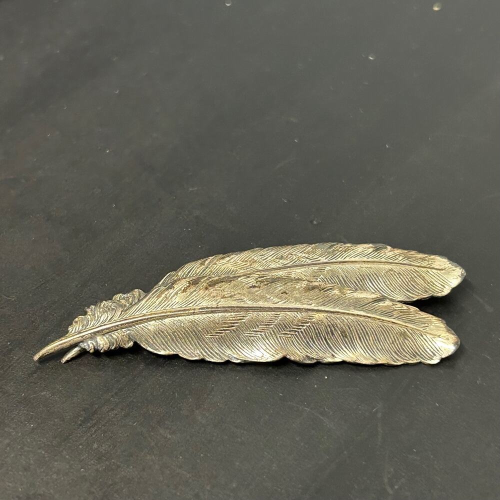 Vintage Sterling Silver by Jewel Art Double Feather Brooch